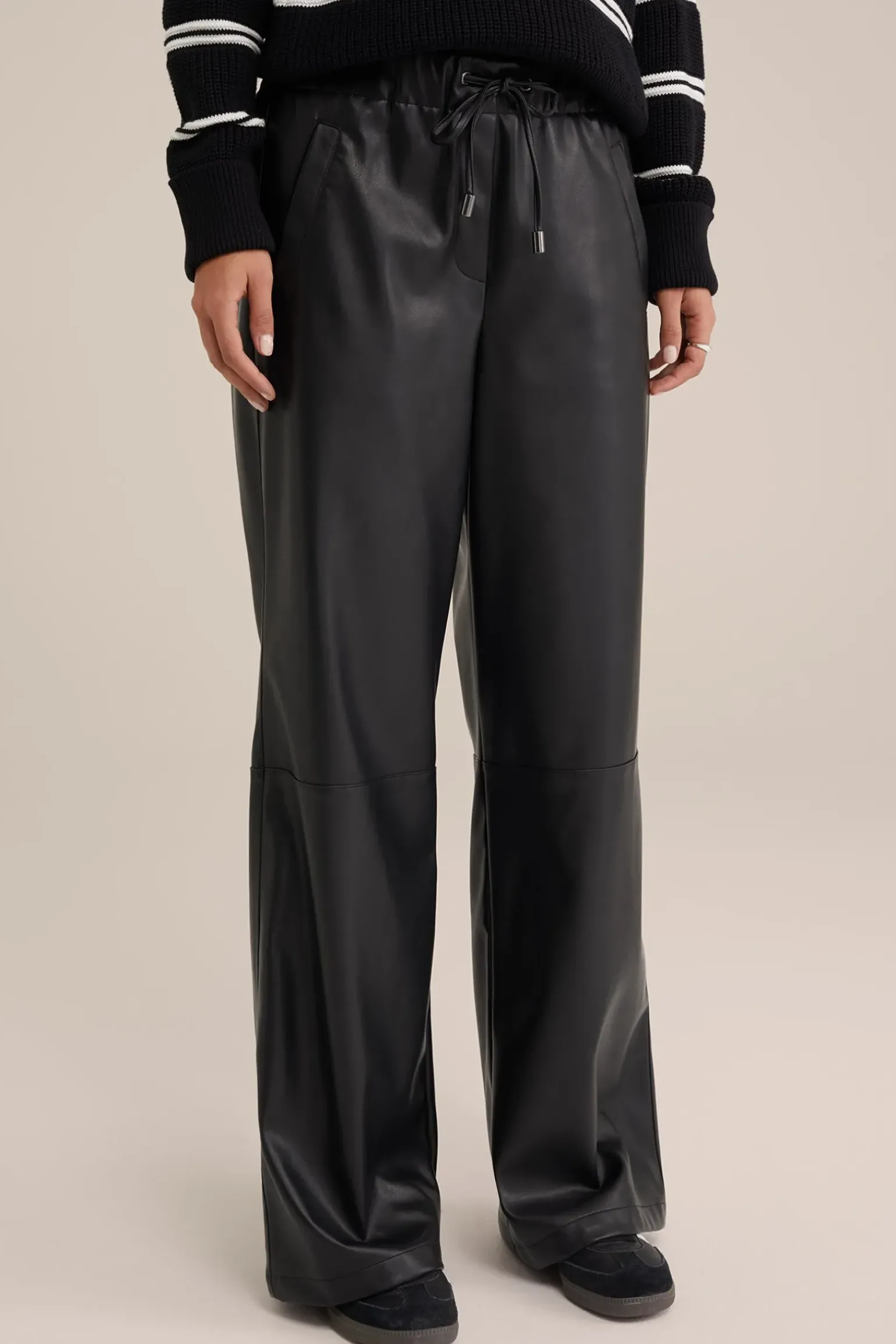 wide leg broek van imitatieleer