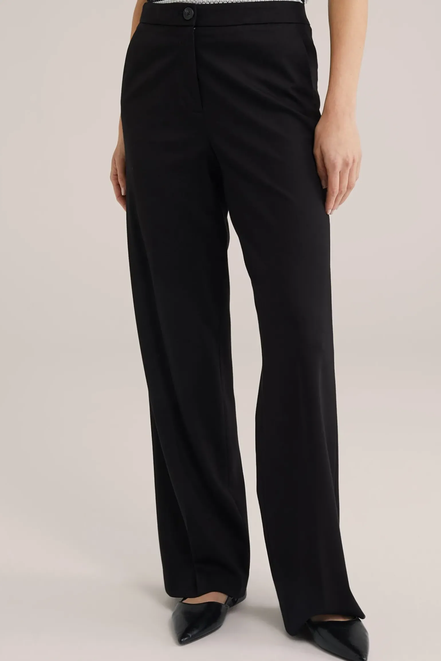 wide leg jersey pantalon met stretch