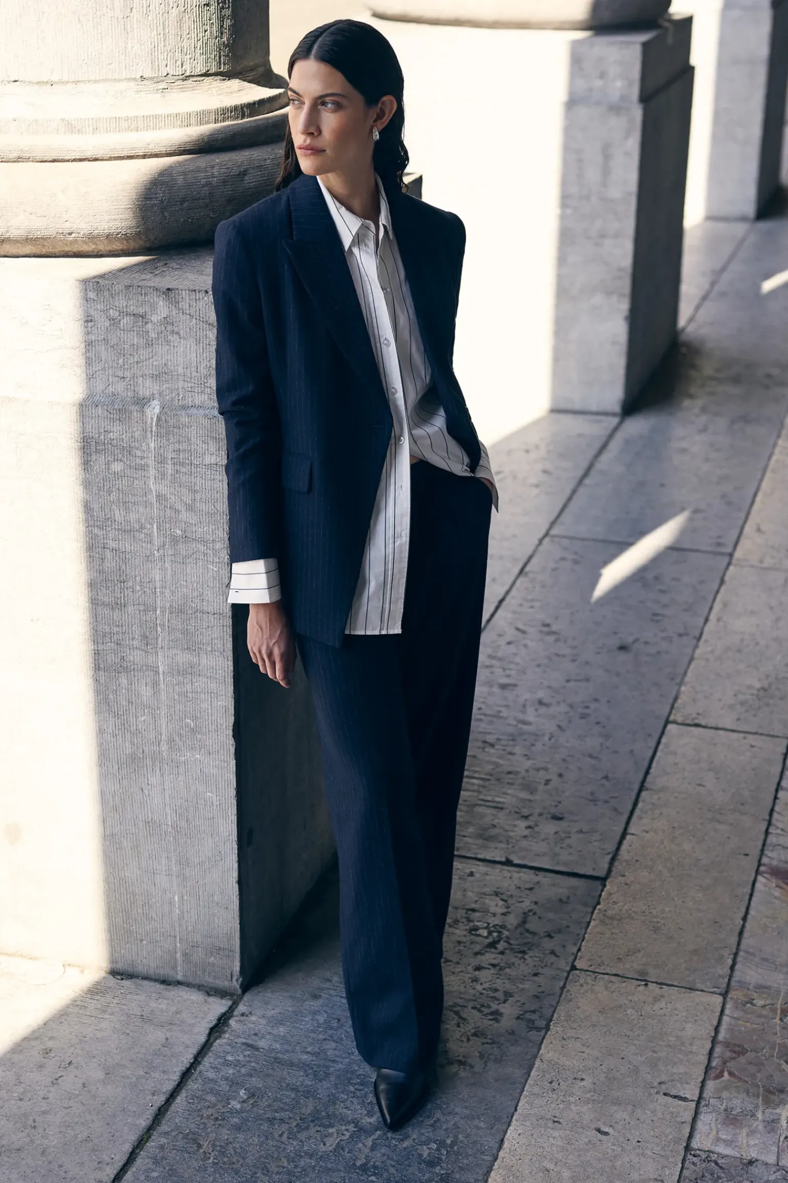 wide leg pantalon van wolmix